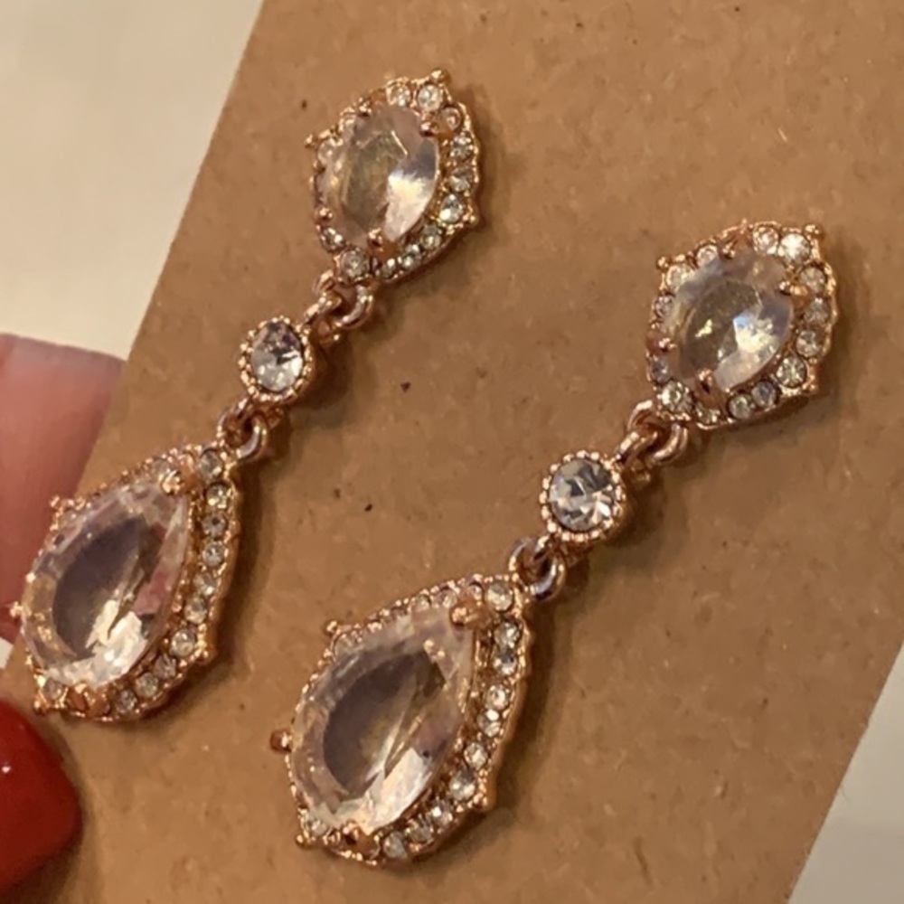 💐5/25 elegant victorian dangle drop rhinestone crystal statement earrings - Picture 2 of 6